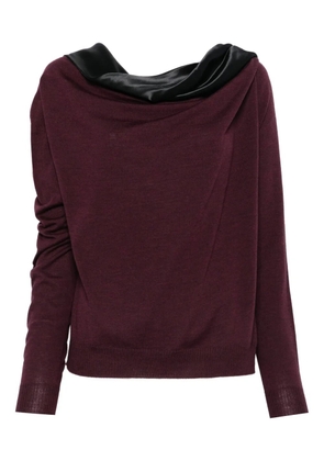 Alberta Ferretti satin-panel wool sweater - Red
