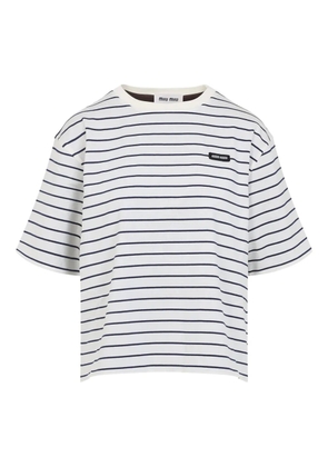 Miu Miu striped logo T-shirt - White