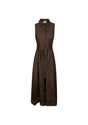 P.A.R.O.S.H. collared broderie maxi dress - Brown