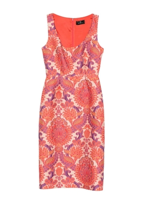 ETRO floral-brocade sleeveless dress - Orange