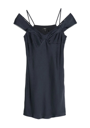 Theory off-shoulder draped mini dress - Blue