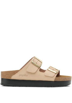 Birkenstock double-buckle platform slides - Neutrals