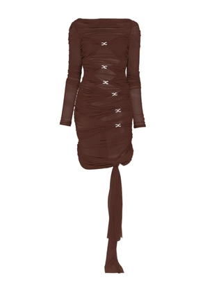 MACH & MACH crystal-embellished draped dress - Brown