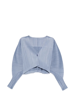 Pleats Please Issey Miyake puffy V-neck top - Blue