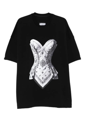 HAMZA corset-print T-shirt - Black