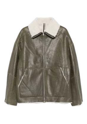 MORDECAI shearling-collared leather jacket - Green