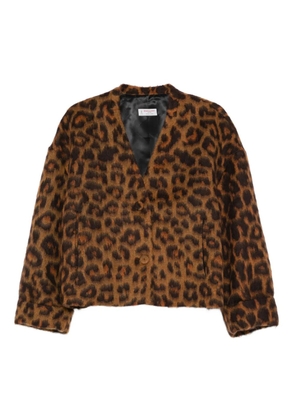Alberto Biani leopard-print button jacket - Brown