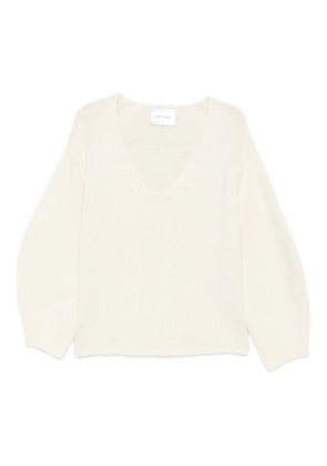 Soft Goat PUFF SLEEVE V-NECK KNIT - White