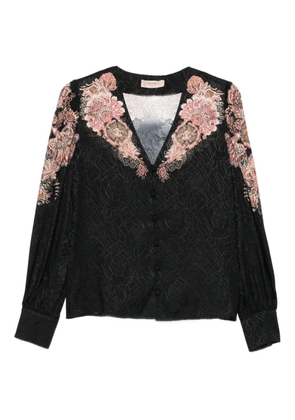 TWINSET floral-lace shirt - Black