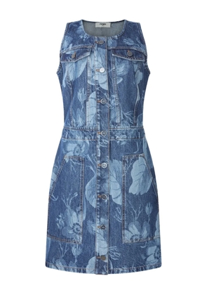 FENDI floral-print button-front dress - Blue