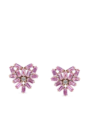 Suzanne Kalan 18K rose gold diamond and pink sapphire earrings