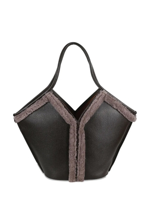 Hereu shearling-trimmed tote bag - Brown