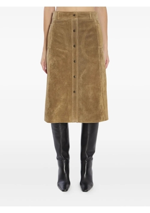 Arma Elen snap-button suede midi skirt - Brown
