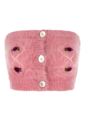 Alessandra Rich embroidered button top - Pink