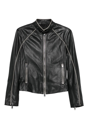 Emporio Armani leather zip-front jacket - Brown