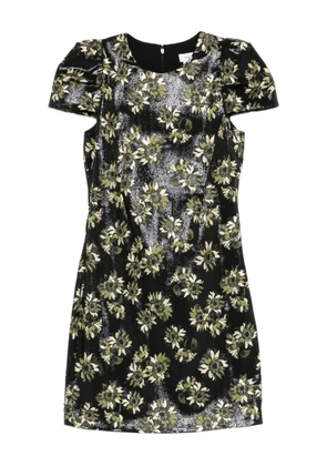 Alexander McQueen floral puff-sleeve dress - Black