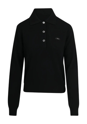 Nº21 buttoned long-sleevepolo top - Black