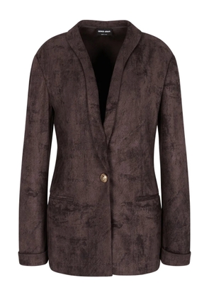 Giorgio Armani suede-effect blazer - Brown