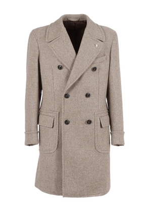 BRANDO double-breasted wool coat - Neutrals