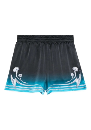 Casablanca mushroom-print elastic-waist shorts - Blue