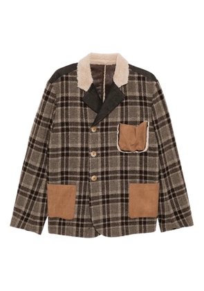 COMMUNS checked leather jacket - Brown