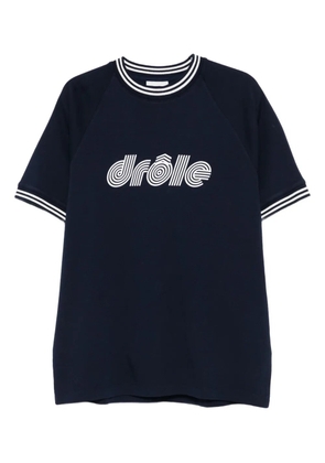 Drôle De Monsieur striped-trim raglan-sleeve T-shirt - Blue