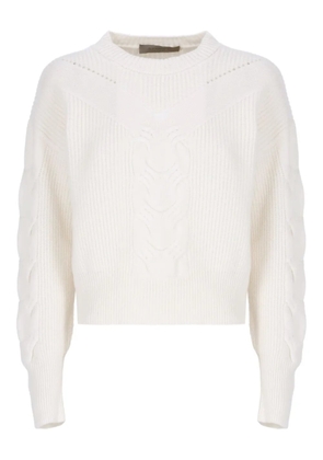 D.Exterior crew-neck sweater - White
