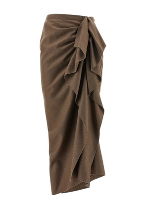 Fabiana Filippi pinstripe-ruffle midi skirt - Brown