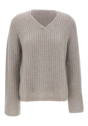 Hemisphere textured V-neck jumper - Grey