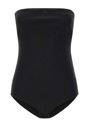 Courrèges logo-embroidered strapless bodysuit - Black