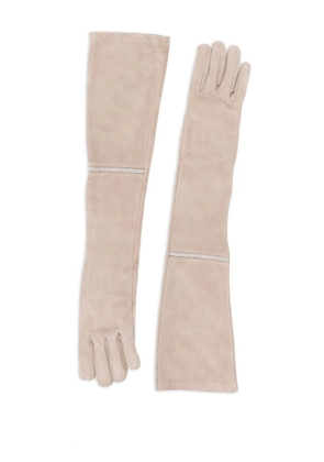Peserico bead-embellished gloves - Neutrals