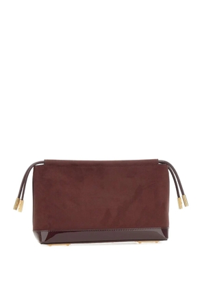 Elisabetta Franchi drawstring patent-trim clutch - Brown