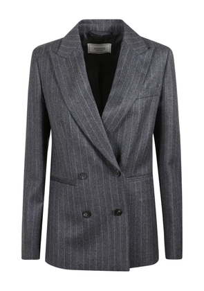Peserico pinstripe-pattern double-breasted jacket - Grey
