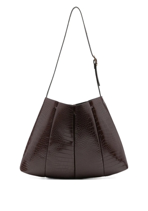 Themoirè crocodile-embossed shoulder bag - Brown