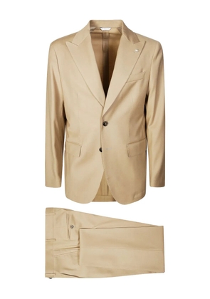 Manuel Ritz brooch-detail single-breasted suit - Neutrals