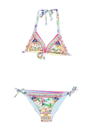 Camilla floral-print halter bikini - Blue