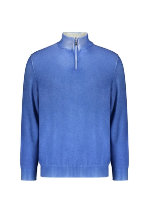 Fedeli high-collar long-sleeve cashmere sweater - Blue