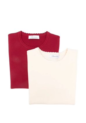 Blumarine scalloped crew neck knitwear - Red