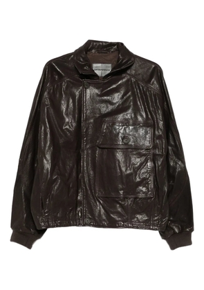 Emporio Armani patch-pocket leather jacket - Brown