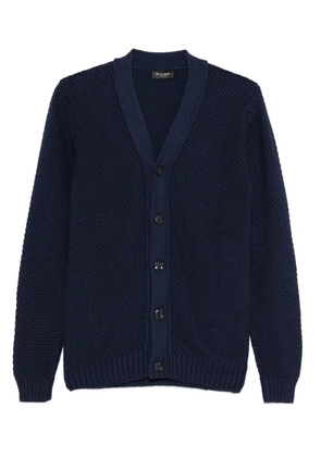 Sand V-neck textured cardigan - Blue