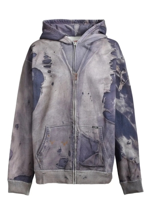 KAMIYA distressed zip-up hoodie - Blue