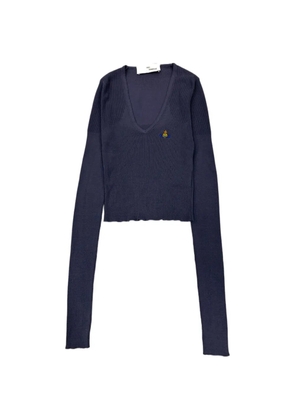 Vivienne Westwood logo embroidery V-neck sweater - Blue