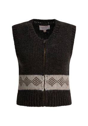 Filson zip-up patterned-intarsia vest - Brown