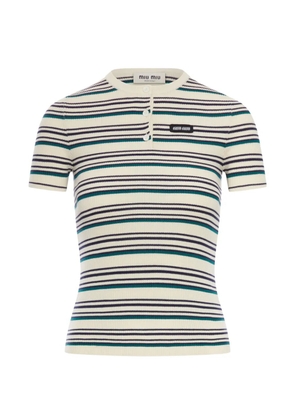Miu Miu striped cotton polo jumper - Neutrals