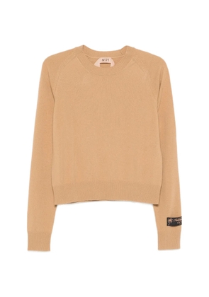 Nº21 long-sleeve logo-patch knitwear - Neutrals