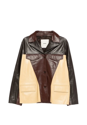 SIEDRES Asean patch pocket leather jacket - Brown