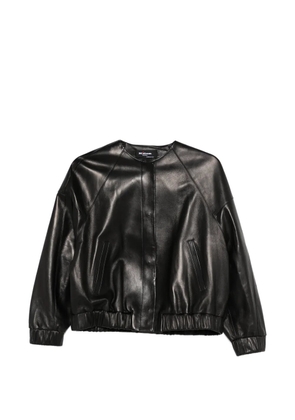 Kiton ribbed leatherjacket - Black