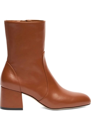 Stuart Weitzman zip block heel essentialist zip 60 ankle boots - Brown