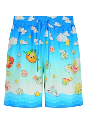 Casablanca Kawaii silk bermuda shorts - Blue