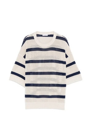 Brunello Cucinelli striped-pattern knit T-shirt - Neutrals